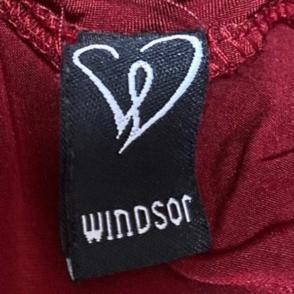 Windsor Red Sleeveless Plunging V Neck Pleated Bridesmaid A Line Maxi Dress S - Picture 5 of 5